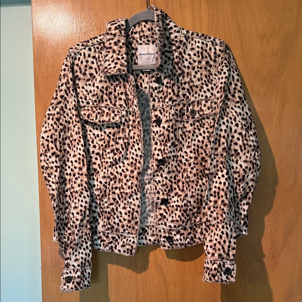 Tommy Bahama Leopard Print Jean Jacket